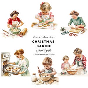Aquarell Weihnachtsbäckerei Clipart: Festliche Keks-Designs (digitaler Download)