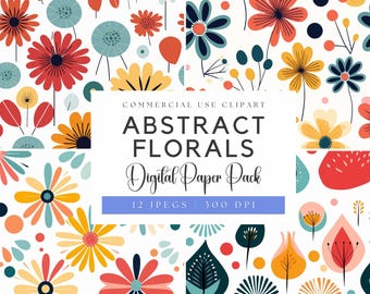Digitaal aquarelpapier met abstracte bloemen: boho-achtergronden (JPEG's)