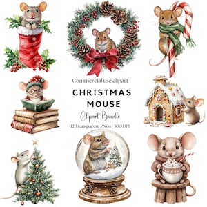 Christmas Mouse Clipart | Mouse Christmas Png | Christmas Mice Png | Cute Mouse | Merry Christmas | Sublimation design | Winter | Festive