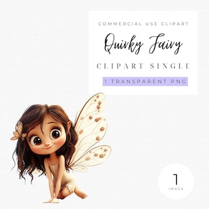 Quirky Fairy Clipart Single | Quirky Girl | Whimsical Fairy | Cartton Fairy | Fairytale | Fantasy | Nursery decor | Fairy Junk Journal