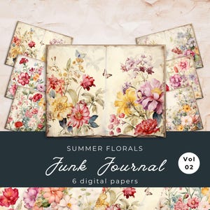 Páginas de diário de flores de verão: álbum de recortes Shabby Chic (download digital)