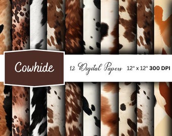 Cowhide Digital Paper: Seamless Western Patterns (Digital Download)