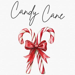 Clipart de bastón de caramelo con lazo: Diseño navideño festivo (Descarga digital)