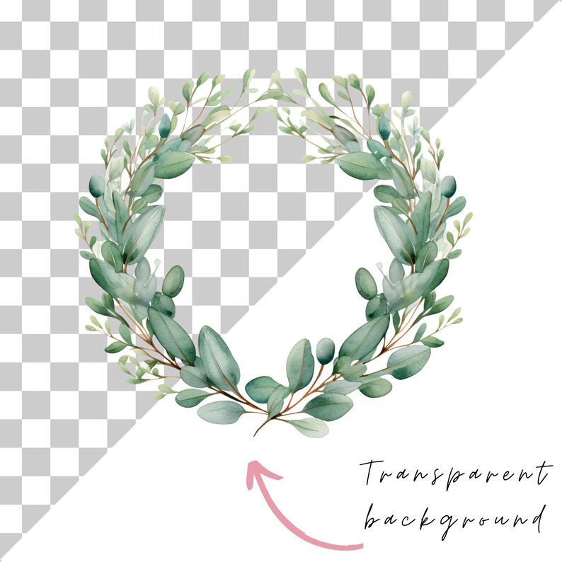 Watercolor Eucalyptus Clipart: Greenery Wedding Floral Frame (PNG) - Etsy