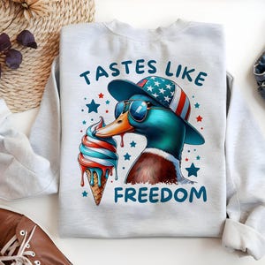 Patriotic Duck Ice Cream PNG: Funny 4th of July Sublimation
