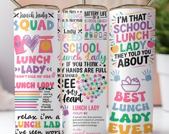 Retro Lunch Lady 20oz Tumbler Wrap: School Cafeteria PNG (Sublimation Design)