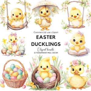 Clipart anatra di Pasqua / Anatroccolo / Clipart di Pasqua / Primavera / Anatroccolo / Anatroccolo acquerello / Uovo di Pasqua png / Anatra gialla / Illustrazione di anatra
