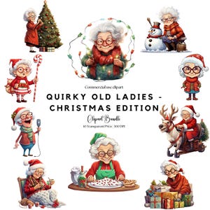 Alte Damen Clipart - Christmas Edition | Lustige alte Frau | Lustige Damen | Schrullige Frauen | Dumme Frau | Skurrile Frauen png