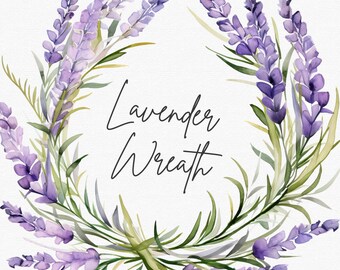 Lavender Wreath Watercolor Clipart: Floral Heart Frame (JPG Digital ...