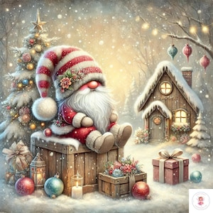 15 Christmas Gnome Clipart | 300 DPI Jpegs | Festive Christmas | Cute Gnome png | Christmas Gnomes png | Junk Journalling | Scrapbook