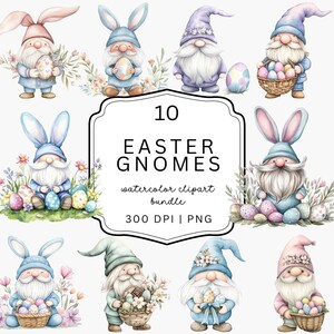 Easter Gnome Clipart | Easter Gnome PNG | Watercolor Gnome | Floral Gnome | Spring Gnome | | Sublimation Gnome | Easter Egg | Gnome Graphics