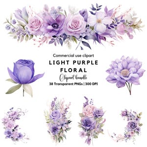 Lichtpaarse aquarel bloemen clipart png, bruiloft bloemen boeket, aquarel clip art downloaden