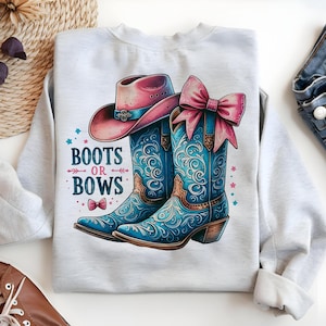 Boots Or Bows Gender Reveal PNG - Country Western Baby Shower Sublimation - Nashville png - Gender reveal png -rodeo png - boots or bows png