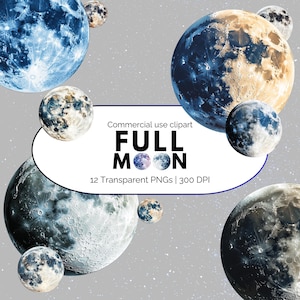 Full Moon Moon Clipart |  Digital Moon art | Moon design | New Moon | Realistics Moon illustration | Full Moon Png | Halloween Moon png