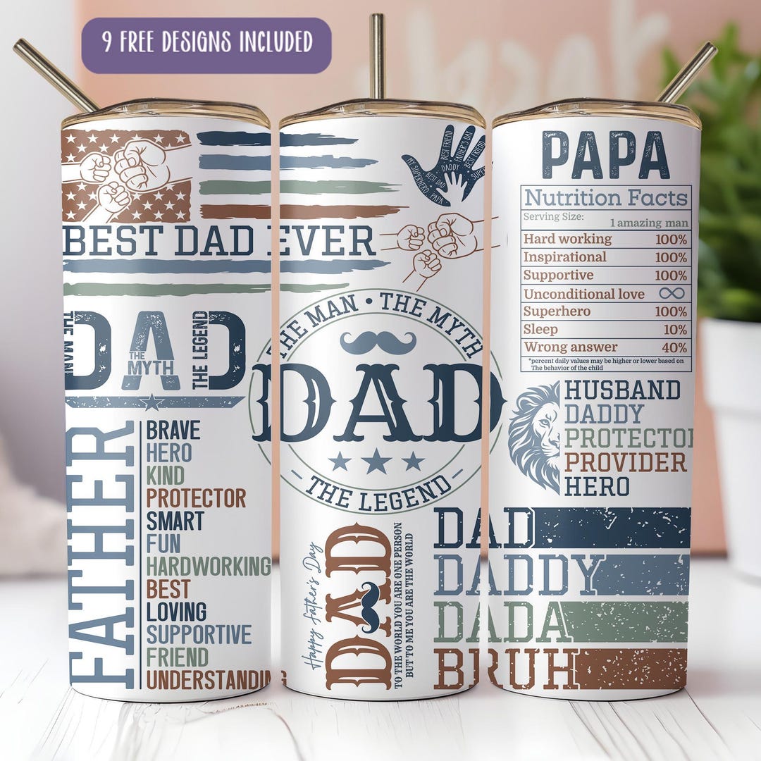 Fathers Day Tumbler Wrap PNG, Gift for Dad, Best Dad Ever, Daddy, Dada ...
