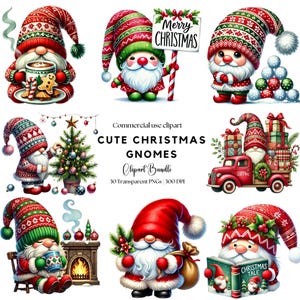 Clipart di gnomi natalizi carini / Gnomi divertenti / Sublimazione di gnomi / Gnomi invernali / Gnomi festivi / Grafica natalizia / Clipart di sublimazione