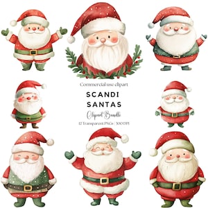 Clipart di Babbo Natale Scandinavo / Babbo Natale carino / Babbo Natale / Stile scandinavo / Babbo Natale / Kris Kringle / Natale / Festivo / Vacanza