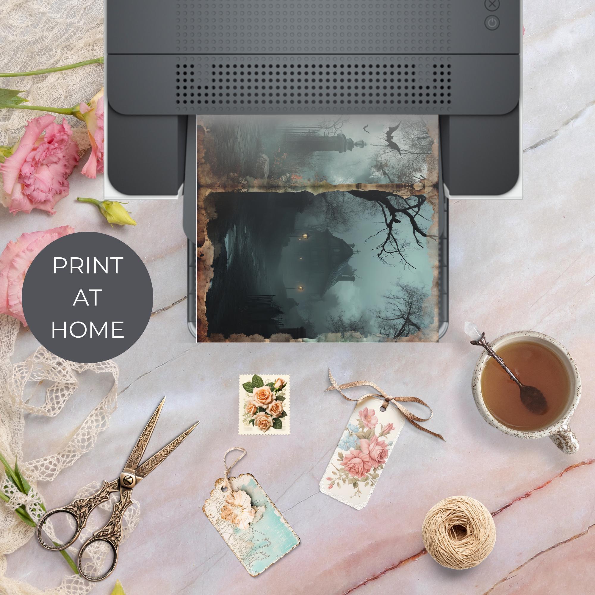 不気味なシーンのジャンクジャーナルページ：ゴシックハロウィンの