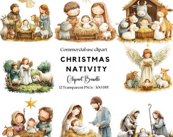 Cute Nativity Clipart | Baby Jesus  | Religious Clipart | Nativity Scene png | Bible Clipart | Christian Jesus | Nativity Sublimation
