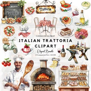 Italiaans restaurant png-clipart, Italiaanse trattoria, aquarel Italiaans eten illustratie, pizza en pasta, pizzaoven, Italiaans eten png