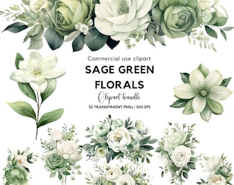 Aquarell Salbei Grün Blumen Clipart: Eukalyptus-Hochzeitseinladung (digitaler Download)