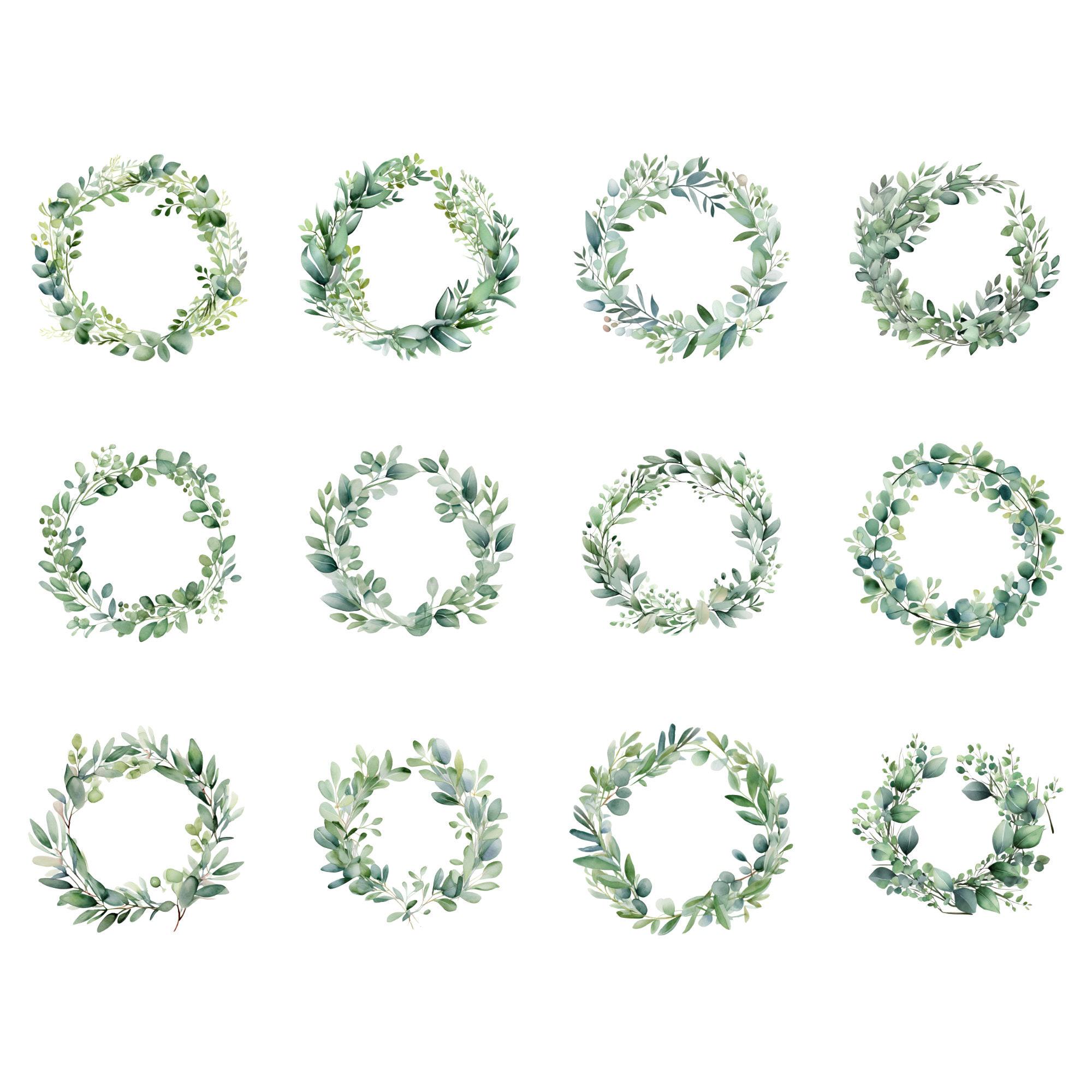 Watercolor Eucalyptus Clipart: Greenery Wedding Floral Frame (PNG) - Etsy