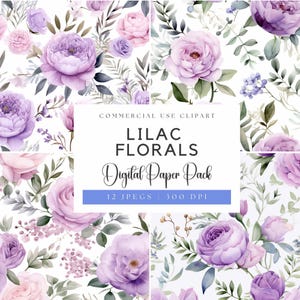 Papeles digitales con flores de color lila / Flores moradas png / Fondo floral morado / Papeles con flores moradas / Fondo floral / Invitación de boda