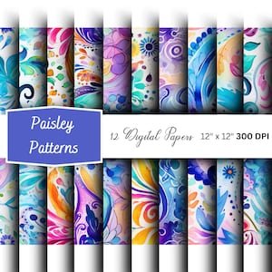 Paisley Pattern Digital Papers | Retro pattern | Paisley Background | Seamless Pattern | Seamless Paisley | Digital Scrapbook | Junk Journal
