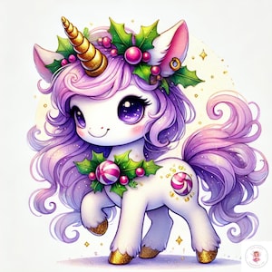 15 Christmas Unicorn Clipart | 300 DPI Jpegs | Festive Christmas | Unicorn christmas | Baby unicorn png | Sublimation design