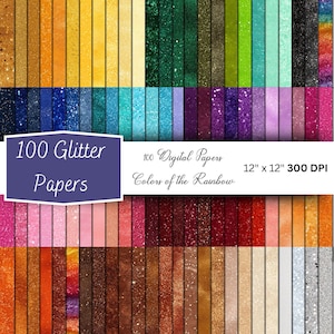 Carta digitale glitterata / Carta glitterata / Glitter senza soluzione di continuità / Colori arcobaleno / Motivo senza soluzione di continuità / Clipart per uso commerciale