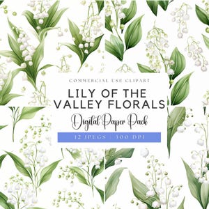 Digitale aquarelpapier lelietje-van-dalen | Aquarelbloemen | Witte bloem | Vintage bloemen | Bruiloft bloemen | Trouwuitnodiging