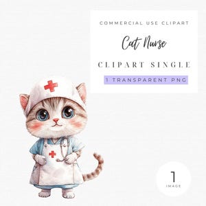 Clipart chat infirmière | Image en sublimation de chat | Papier pour gobelet chat | Chat mignon | Chat d'Halloween | Chat déguisé | Sticker chat | Sticker chat mignon