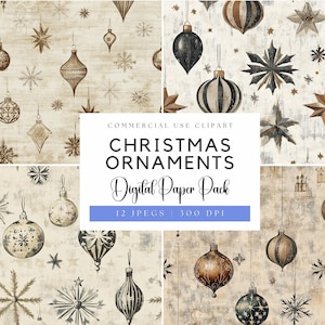 Christmas Ornament Digital Paper: Seamless Holiday Patterns (JPEGs)