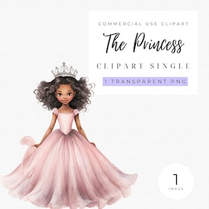The Princess Clipart | Little Princess PNG | Fairytale princess | Pink Princess | Enchanted | Fantasy | Nursery decor | Birthday Invitation
