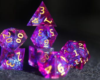 Light Purple DND D20, D6 Dice, Purple Resin Sharp Edge D&D Dice Set, Dungeons and Dragons Polyhedral RPG Dice Set DND Gift