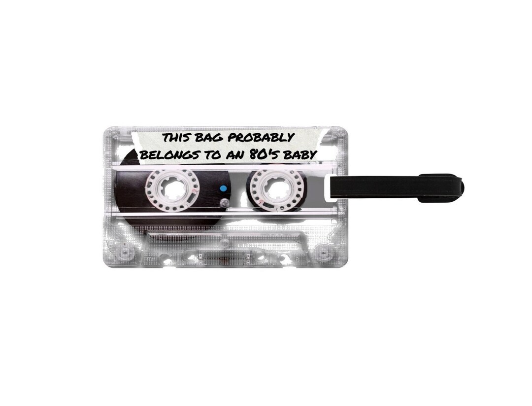80s Cassette Tape Luggage Tag, Personalized Retro Baggage Tag, Custom