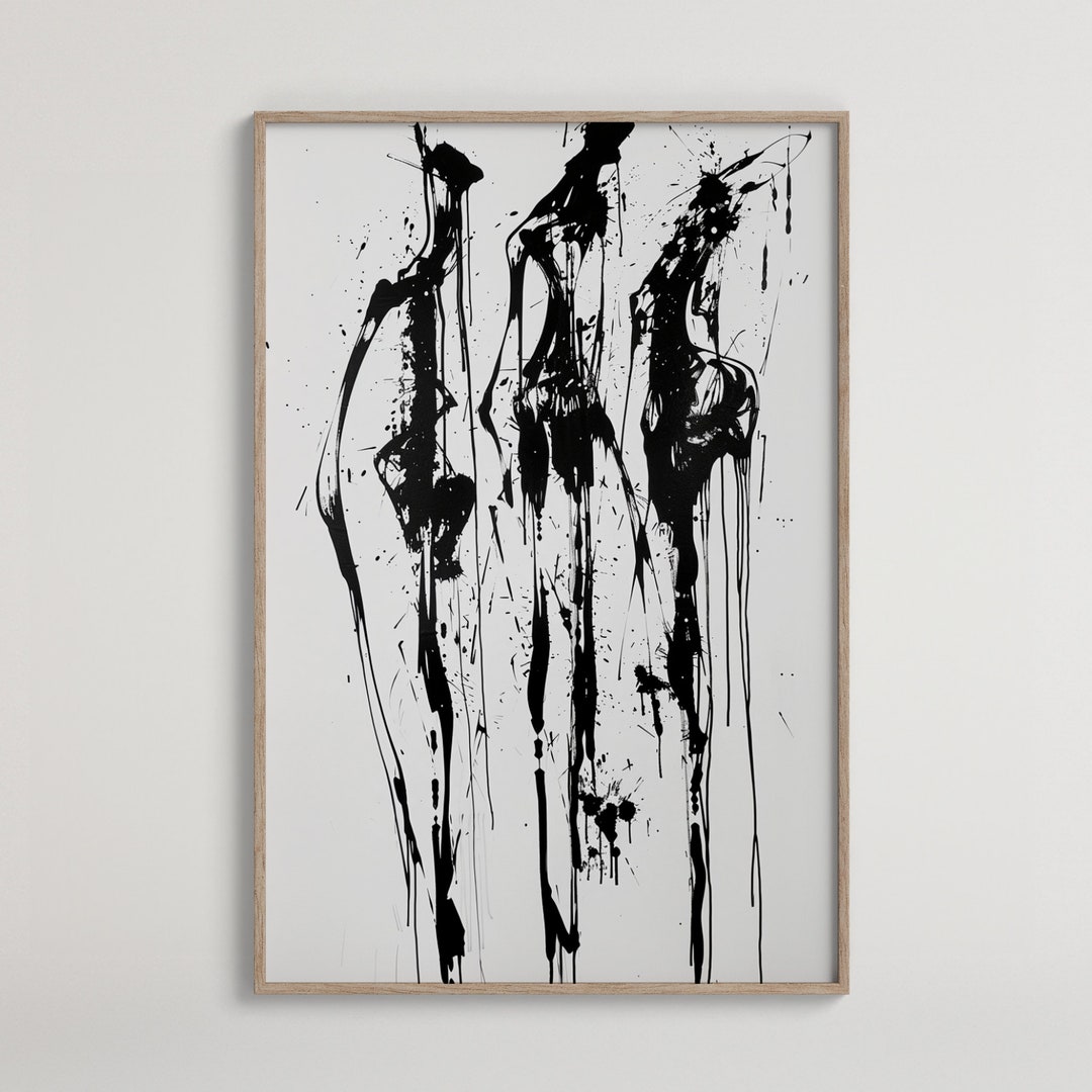 Abstract Human Figures Art | Black and White Expressionistic Painting ...