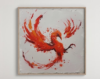 Phoenix Wiedergeburt Kunstdruck | Abstrakte feurige Töne Digitale Kunst | Rot und Orange Uhrwerk | Sofort Download Home Decor