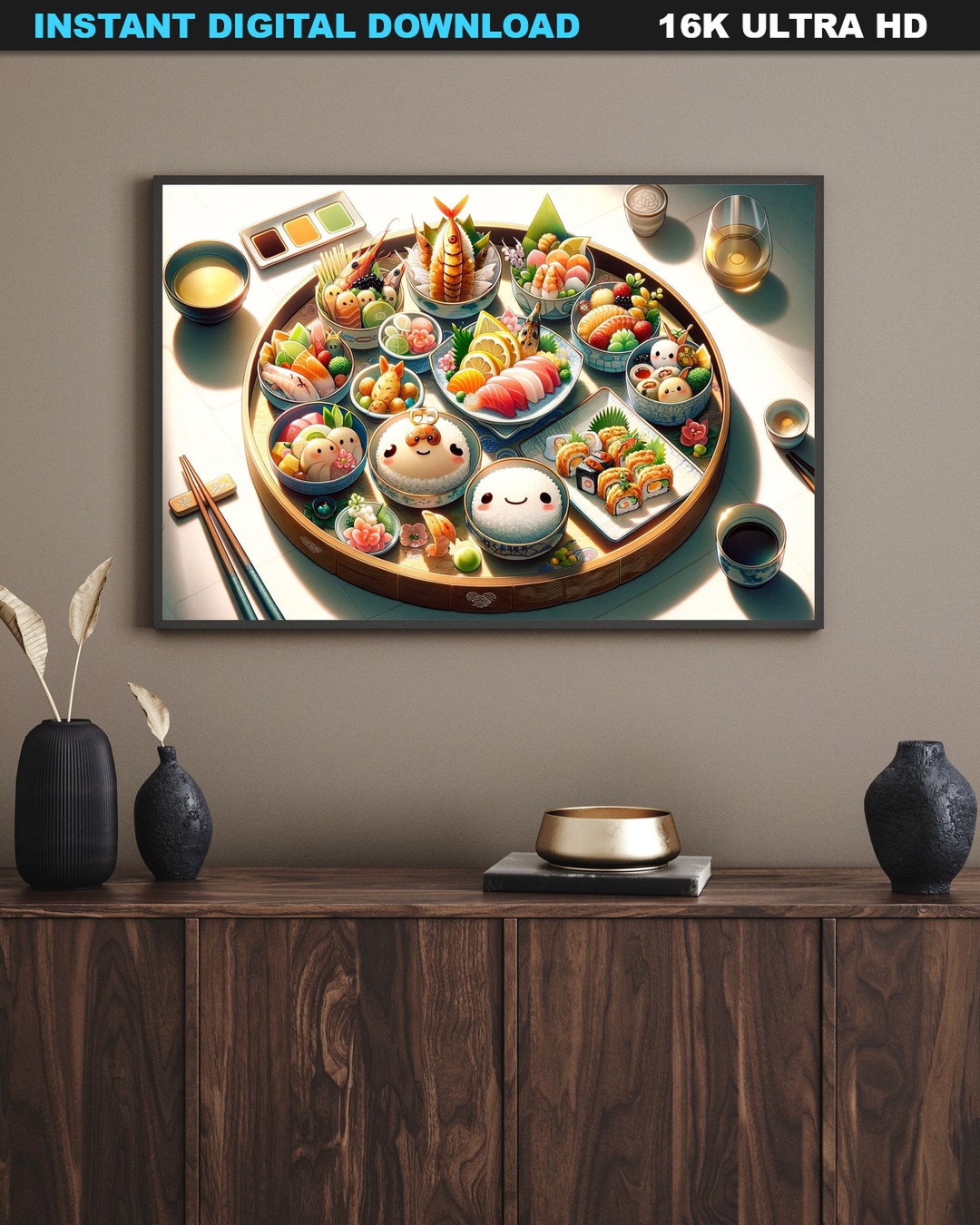 Kawaii Sushi Wallpaper | Japanese Food Art | Cute Anime Cuisine Digital