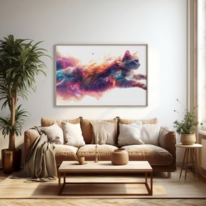 Galaxy Katze Digitaler Kunstdruck | Himmlischer Tiernebel | Kosmisches Katzenuniversum | Lebendiger Sternenhimmel | Wanddekoration sofort herunterladen