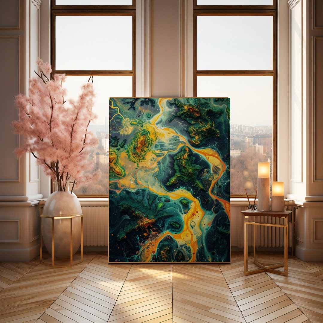 Fantasy Landscape Digital Art Print | Abstract Aerial View | Vibrant ...