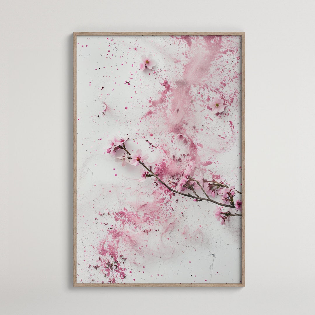 Cherry Blossom Abstract Art Pink Floral Explosion Artistic Wall Decor ...
