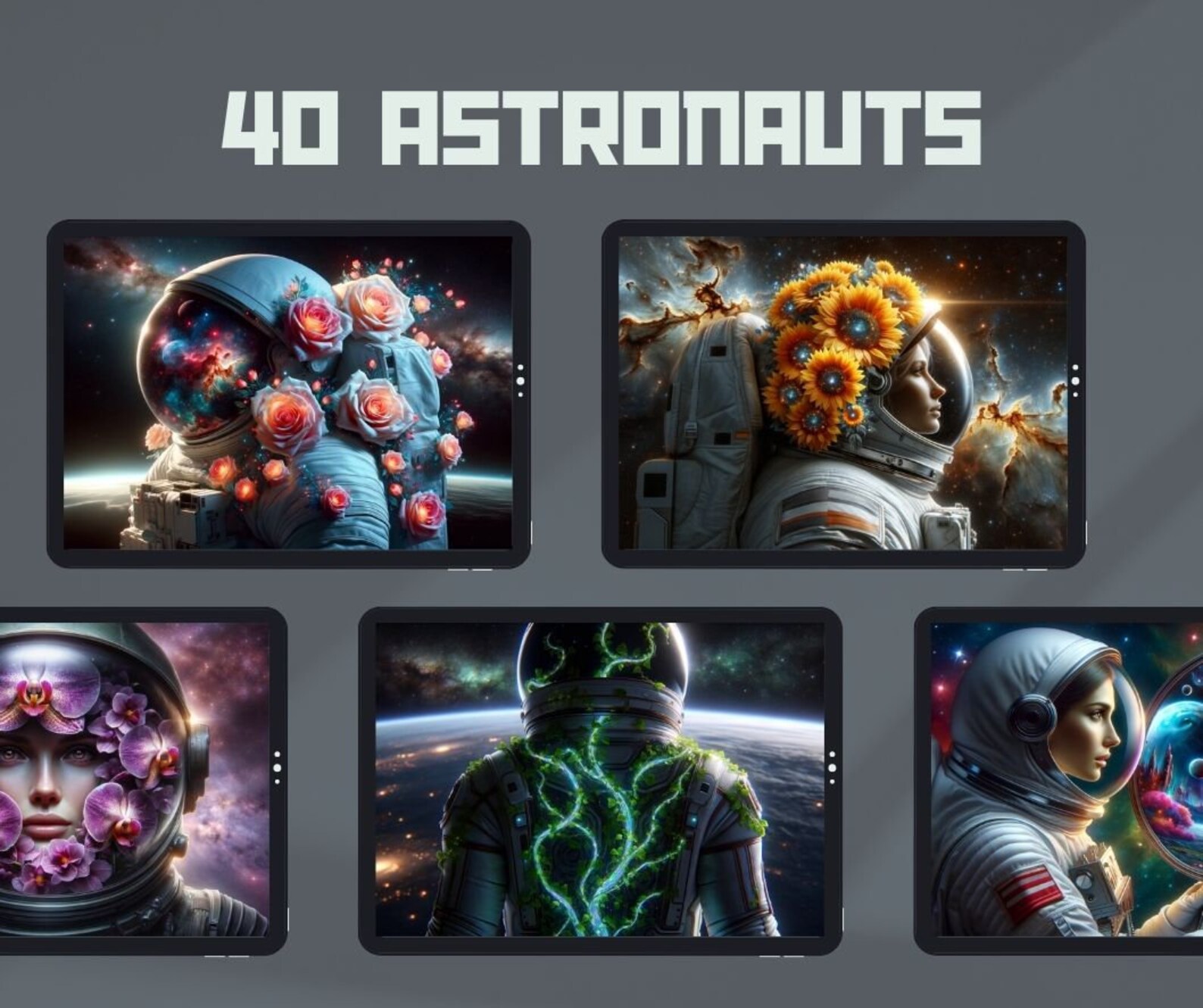Girl Astronauts 40 Wallpaper Printables Bundle Mobile - Etsy