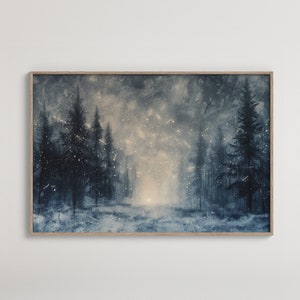 Zauberwald Kunstdruck | Mystische Bäume Download | Mondlicht Lichtung Digital | Magische Wald Tapete | Twilight Naturszene