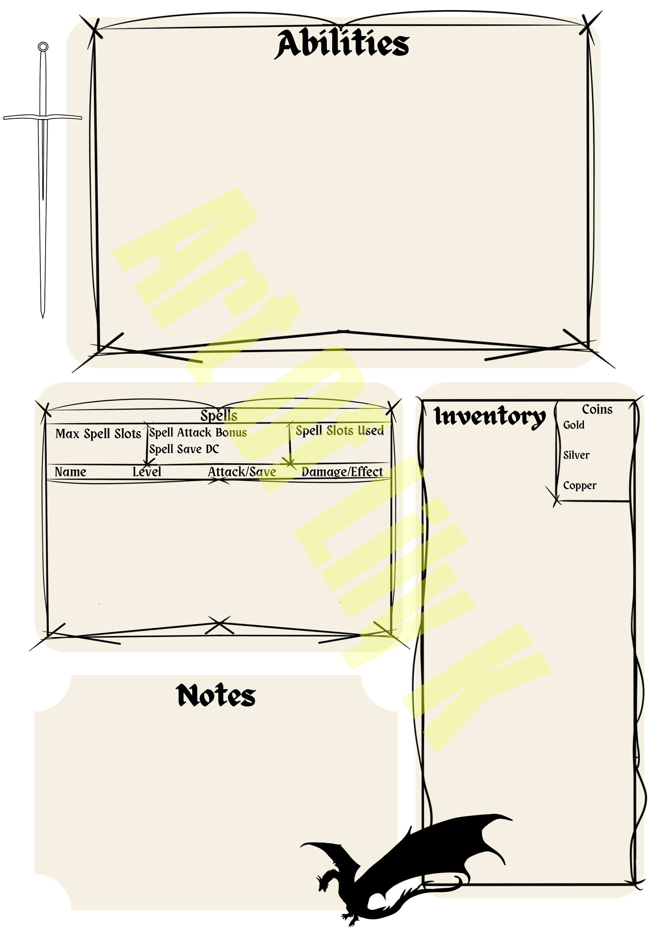 Your Dnd Character Sheet - Etsy