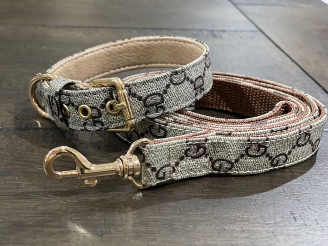 2.5cm Dog Collar and Leash Set, Leather Dog Collar, Design Dog Collar