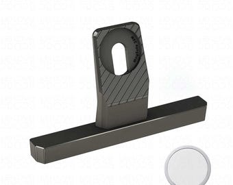 May include: A dark gray charging stand for a smartwatch. The stand has a vertical support with diagonal lines and a horizontal base. The text "Charger Not Included" is at the bottom of the image.