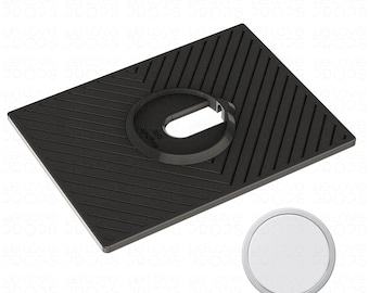 May include: A rectangular black charging stand featuring a diagonal grooved pattern and a central circular cutout designed for a magnetic charger. The stand includes a small slot for cable management and the text Charger Not Included is visible.