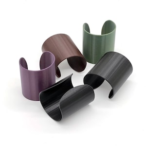 Extra Wide Cuff Bracelet | Modern Dark Cuff | Long Cuff wrist bracelet | 3D Printed | PLA Plastic