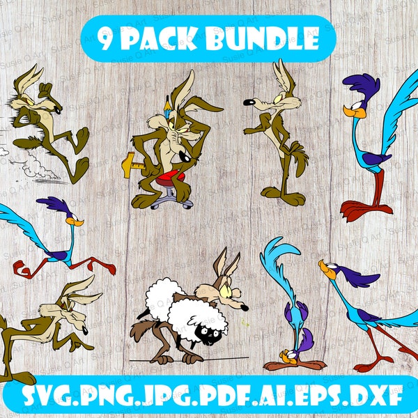 Road runner picture, Road runner SVG, Road runner PNG, Cartoon character, Coyote PNG, cut file, Coyote Splat, Wild Coyote